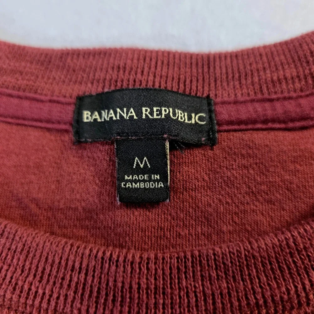 Banana Republic Mens Burgundy Red Raglan Long Sleeve Crewneck Top NMT0188S M